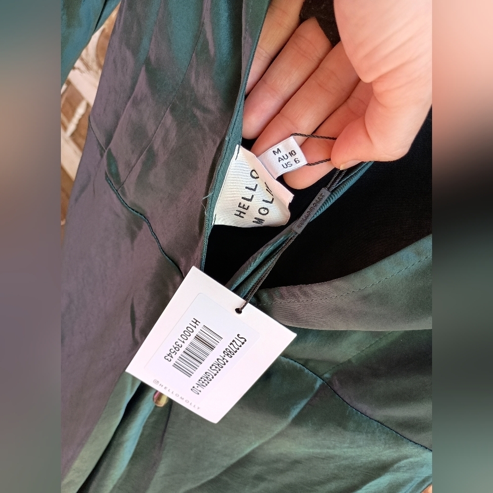 NWT Hello Molly Elegant Teal Satin Material Dress_Med - Picture 8 of 8
